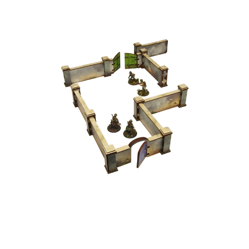 Pre-painted WW2 Normandy Walls with Gate (high)