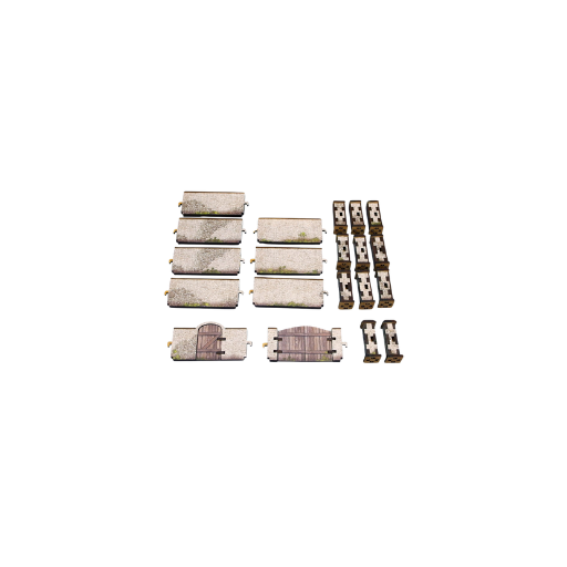 Pre-painted WWII Normandy High Stone Wall with Gate